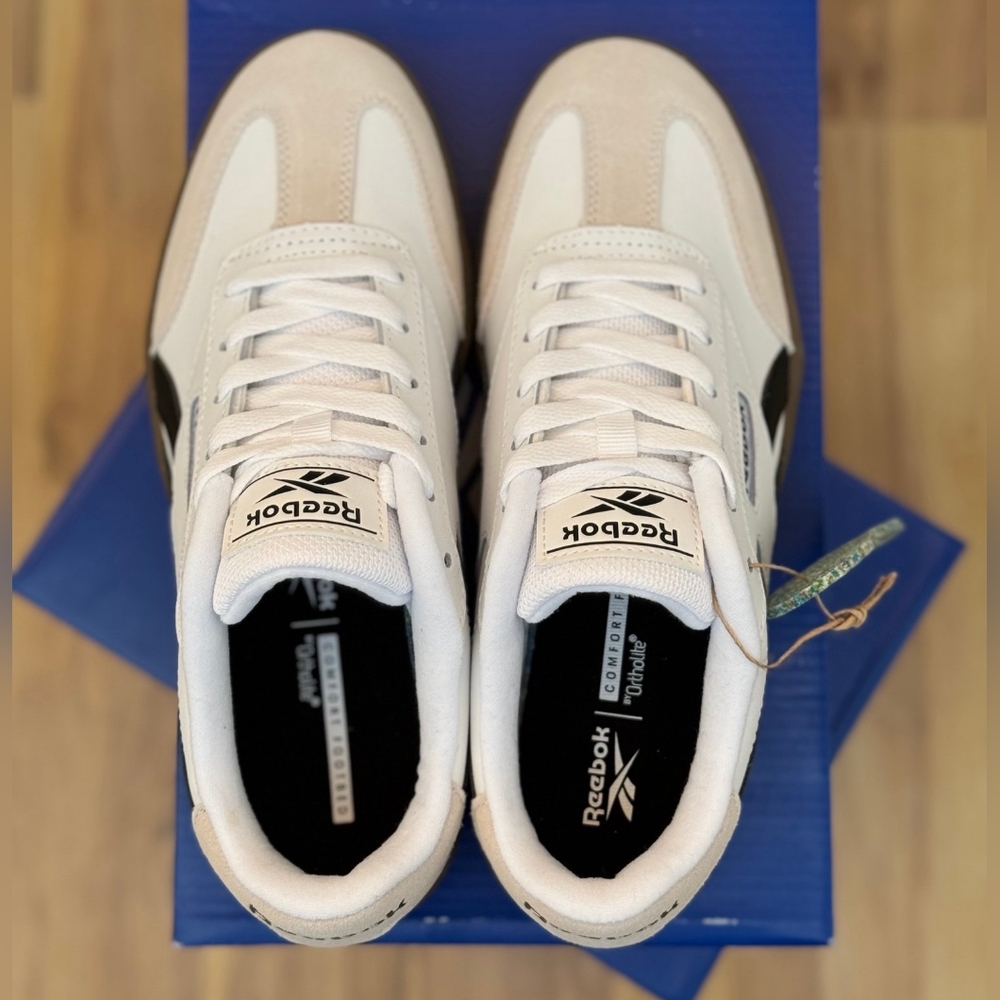 Reebok Womens Forte Lounger  White Black Athletic Sneakers 7.5 Lace Up Low Top